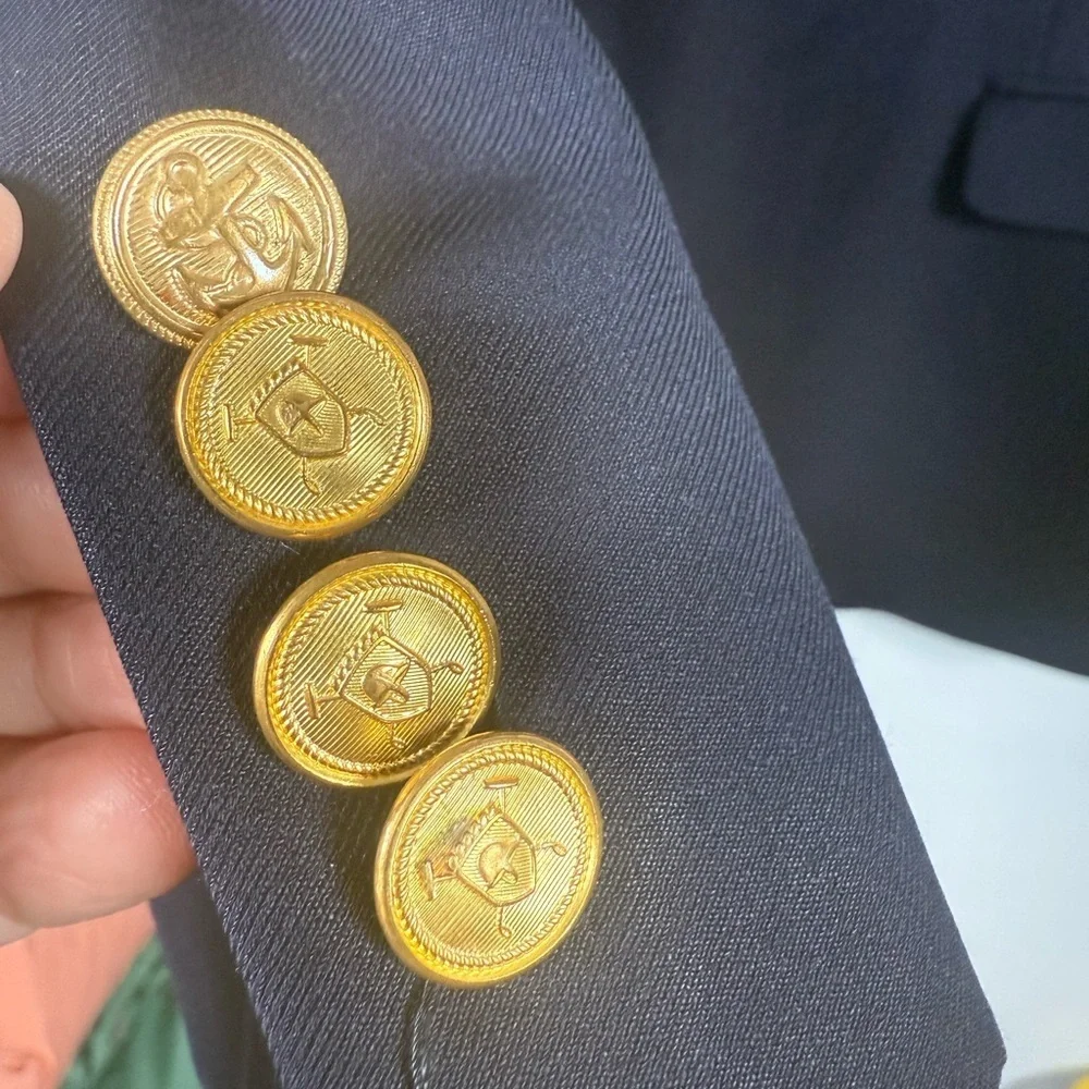 Lauren Ralph Lauren 100% Wool Navy Blazer with Gold Buttons, Size 50L